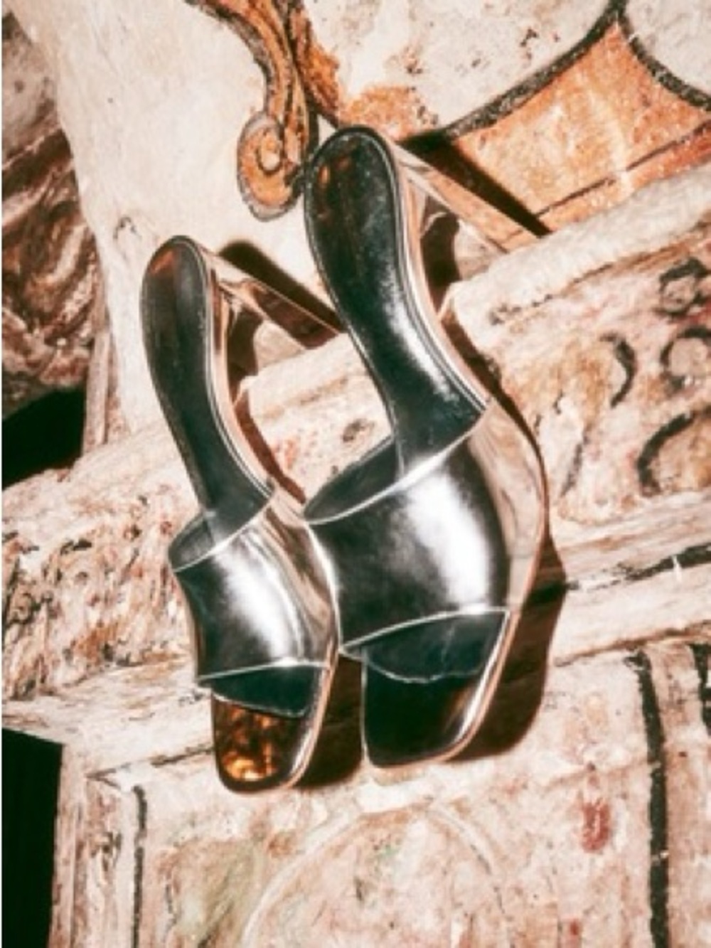 New/Never Worn Reformation Georgi Silver Metallic Block Heel Sandals